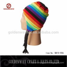 Hot Sale Colorful Girls Knitted Hat With Braid